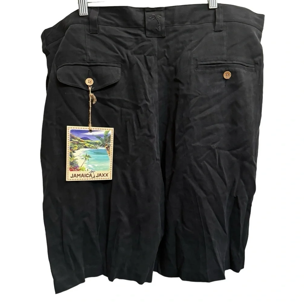 NEW! JAMAICA JAXX Shorts Men's SZ 42 Black Pleated Luxury 100% Silk Vacation NWT